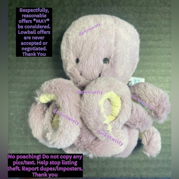 Jellycat Other - BNWT JELLYCAT BABY/TINY MAYA OCTOPUS 1 OWNER AUTHENTIC SALES RECEIPT